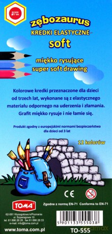 Kredki elastyczne Zębozaurus 12 kolorów
