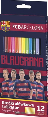 Kredki ołówkowe 12 kolorów FC Barcelona