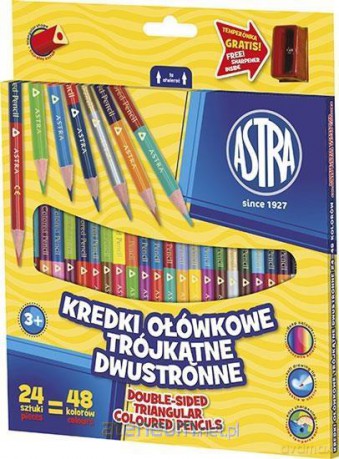 Kredki ołówkowe trójkątne dwustr. 24=48 kolorów