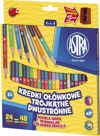 Kredki ołówkowe trójkątne dwustr. 24=48 kolorów