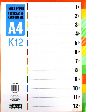 Przekładki kartonowe 1-12 K12