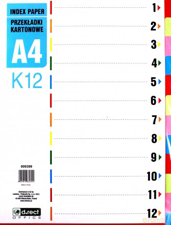 Przekładki kartonowe 1-12 K12