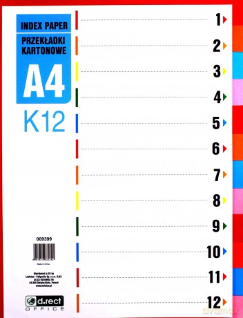 Przekładki kartonowe 1-12 K12