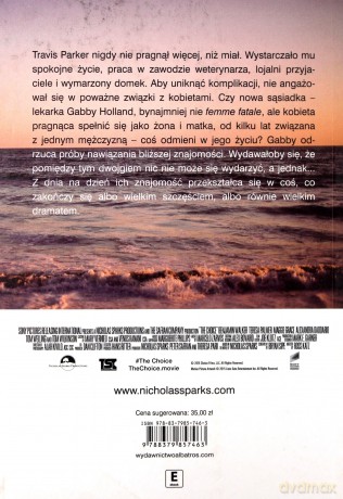 Wybór (okładka filmowa) - Nicholas Sparks [KSIĄŻKA]