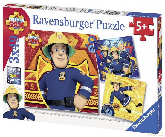 RAVENSBURGER 3x49 el. Strażak Sam [PUZZLE]