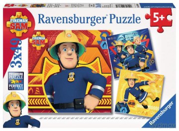 RAVENSBURGER 3x49 el. Strażak Sam [PUZZLE]