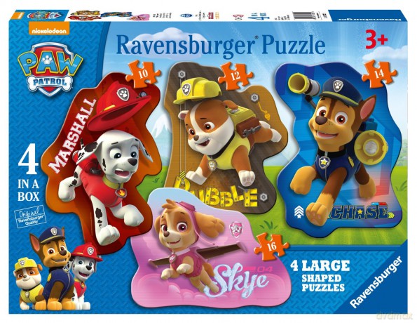 RAVENSBURGER 4 w 1 Psi patrol. Kształty [PUZZLE]