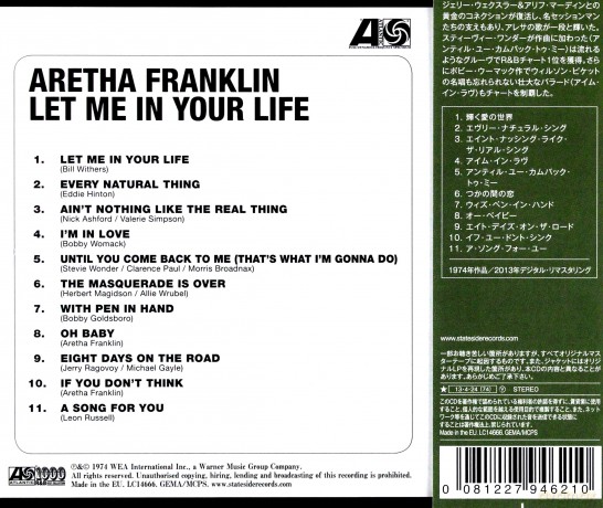 Aretha Franklin: Let Me In Your Life [CD]