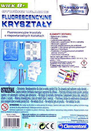CLEMENTONI Naukowa zabawa. Fluorescencyjne kryształy