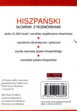 Słownik hiszpański z rozmówkami polsko-hiszpańskimi - Bronisław Jakubowski [KSIĄŻKA]