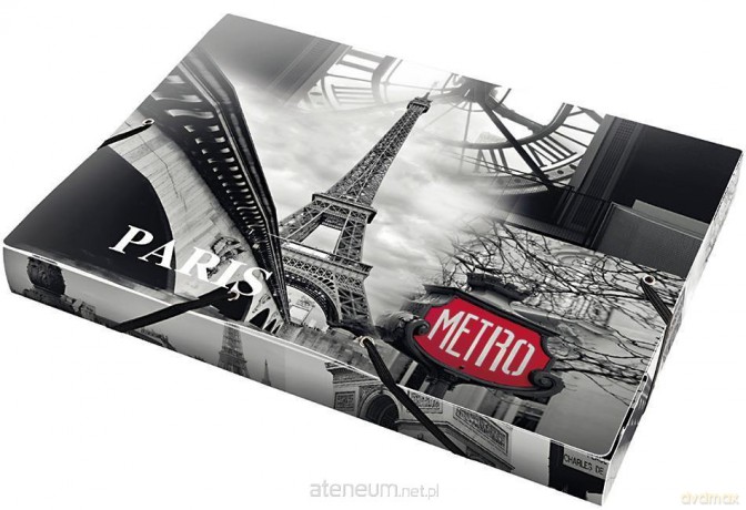 Teczka Box A4 na gumkę z nadrukiem Paris