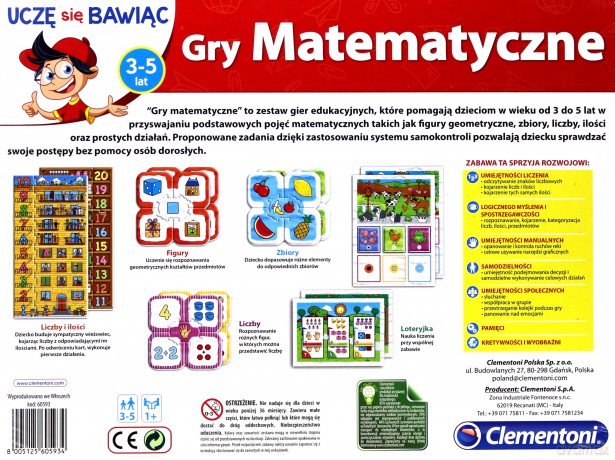 CLEMENTONI Uczę się bawiąc. Gry Matematyczne 2
