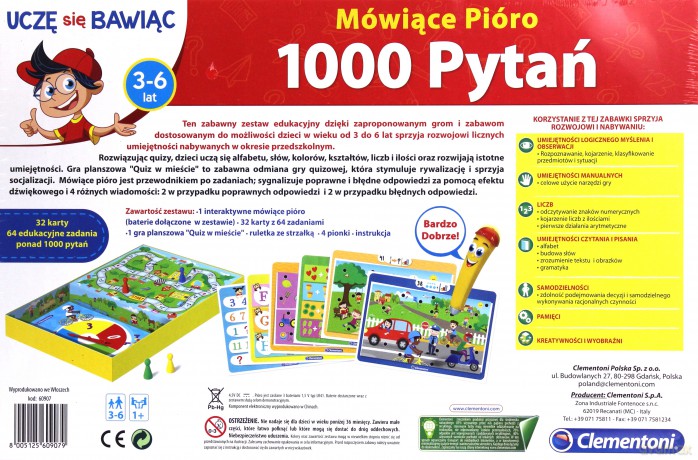 CLEMENTONI Uczę się bawiąc. Mówiące pióro - 1000 pytań 2