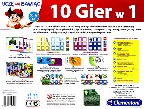 CLEMENTONI Uczę się bawiąc. Zestaw edukacyjny 10 gier w 1