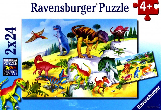 RAVENSBURGER Kolorowy Świat Dinozaurów 2x24 [PUZZLE]