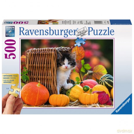 RAVENSBURGER 500 el. XXL Kotek jesienne barwy [PUZZLE]