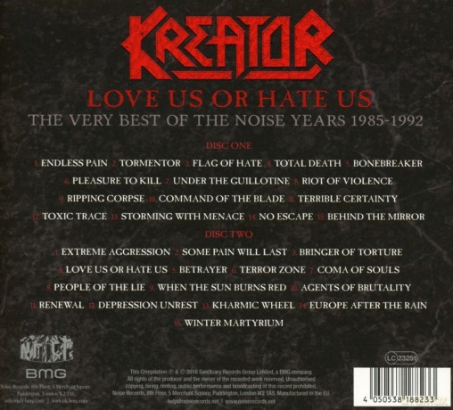 Kreator: Love Us Or Hate Us The Very Best Of The Noise Years 1985-1992 (digipack) [2CD]