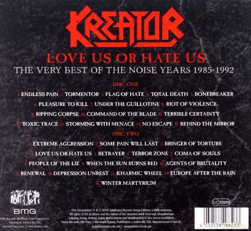 Kreator: Love Us Or Hate Us The Very Best Of The Noise Years 1985-1992 (digipack) [2CD]