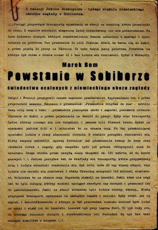 Powstanie w Sobiborze. Świadectwa ocalonych z niemieckiego obozu zagłady - Marek Bem [KSIĄŻKA]