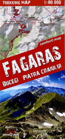 Trekking map Fagaras, Bucegi, Piatra Craiului