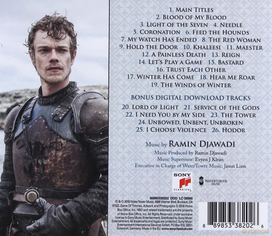 Game of Thrones Season 6 soundtrack (Gra o Tron) (Ramin Djawadi) [CD]