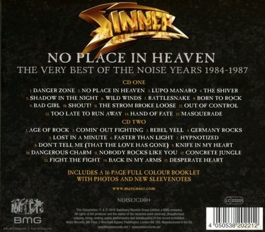 Sinner: No Place In Heaven  (digipack) [2CD]