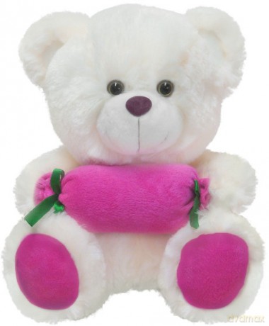 BEPPE Miś 24 cm z cukierkiem różowy