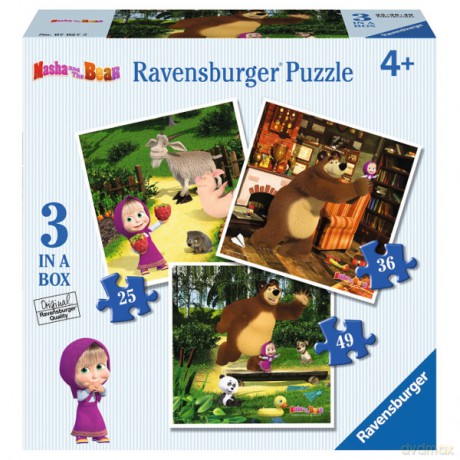 RAVENSBURGER 3w1 Masza i Niedźwiedź [PUZZLE]