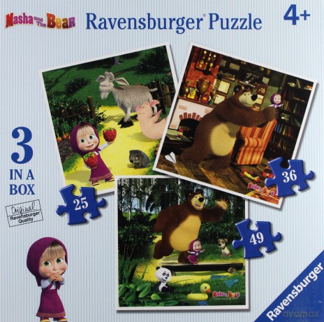 RAVENSBURGER 3w1 Masza i Niedźwiedź [PUZZLE]