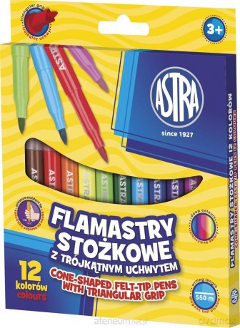 Flamastry stożkowe 12 kolorów