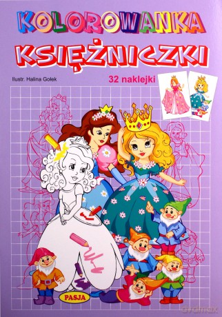 Kolorowanka Księżniczki 32 naklejki - Halina Gołek [KSIĄŻKA]