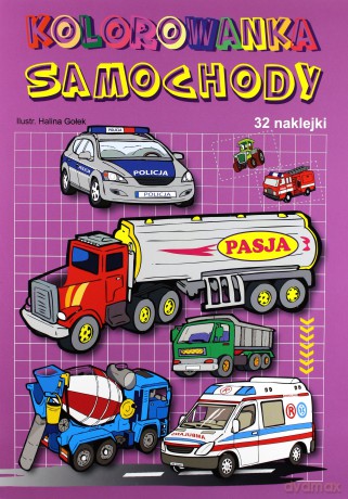 Kolorowanka samochodowa 32 naklejki [KSIĄŻKA]