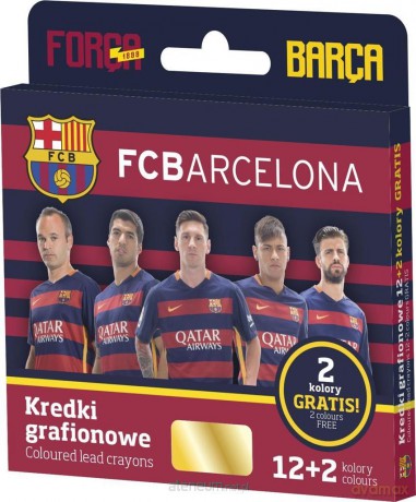 Kredki grafitowe 12+2 kolory FC Barcelona