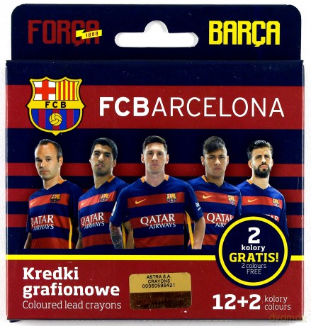 Kredki grafitowe 12+2 kolory FC Barcelona