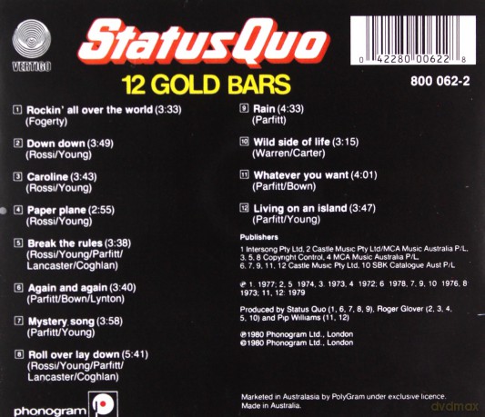 Status Quo: Twelve Gold Bars [CD]