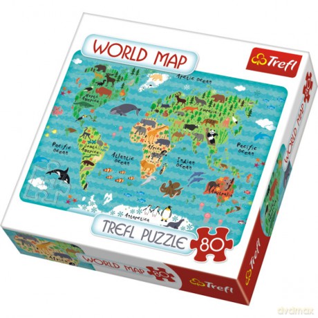 TREFL 80 el. Mapa świata (91405) [PUZZLE]