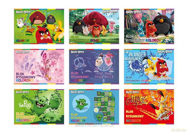 Blok techniczny kolorowy A4/10K Angry Birds M (10 szt)