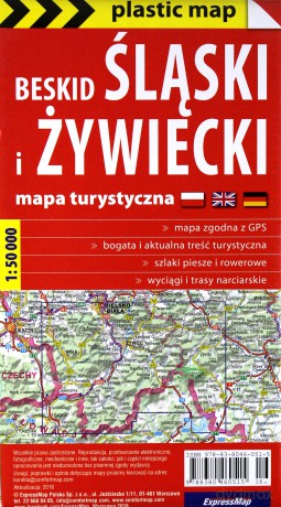 Plastic map Beskid Ślaski i Żywiecki
