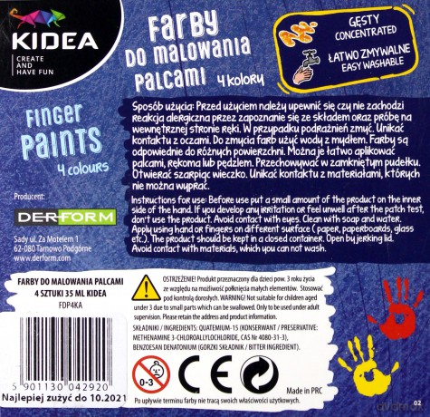 Farby do malowania palcami 4 kolory
