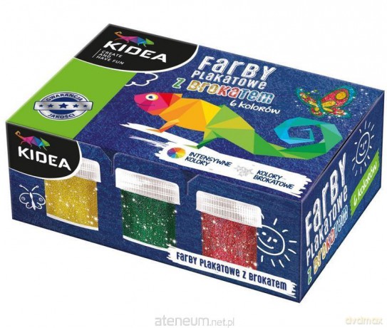 Farby plakatowe z brokatem 6 kolorów x 20 ml