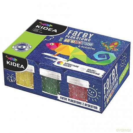 Farby plakatowe z brokatem 6 kolorów x 20 ml