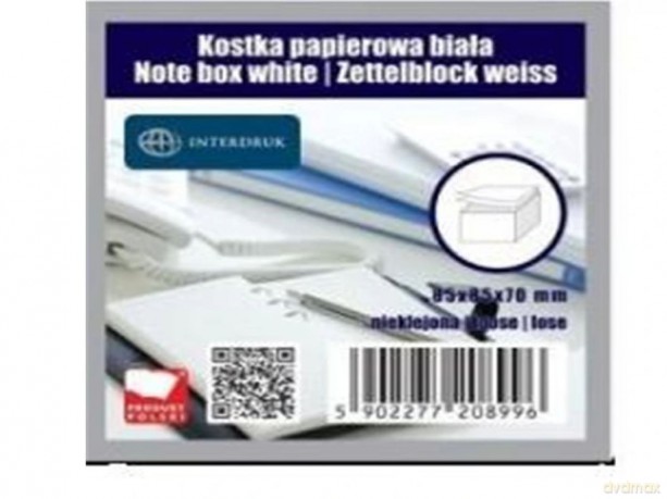 Kostka papierowa biała 85x85x70 mm nieklejona