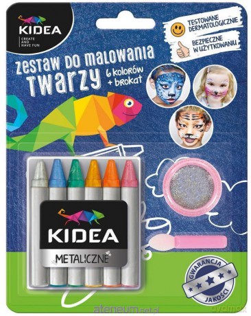 Kredki do twarzy 6 kolorów + brokat