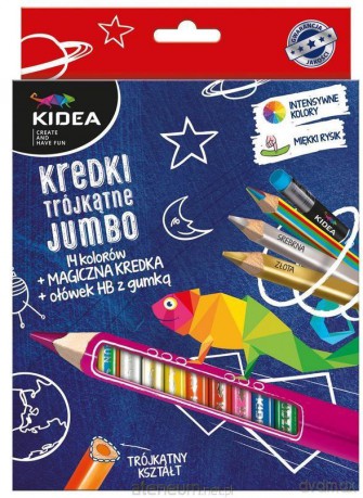 Kredki trójkątne grube 14 kolorów+ołówek +magic