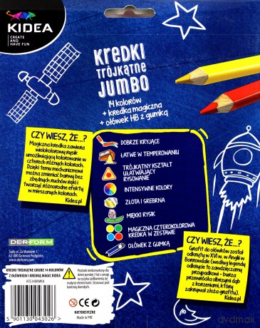 Kredki trójkątne grube 14 kolorów+ołówek +magic