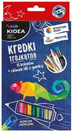 Kredki trójkątne15 kolorów z ołówkiem