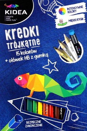Kredki trójkątne15 kolorów z ołówkiem