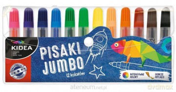 Pisaki przezroczyste jumbo 12 kolorów