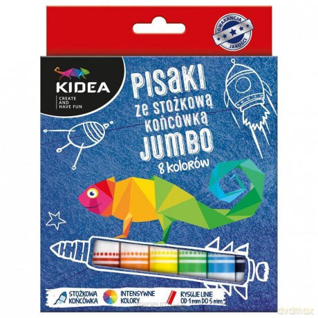 Pisaki ze stożkową końcówką Jumbo 8 kolorów