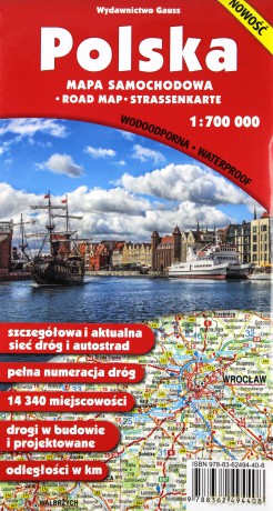 Mapa samochodowa polska 1:700 000 foliowana